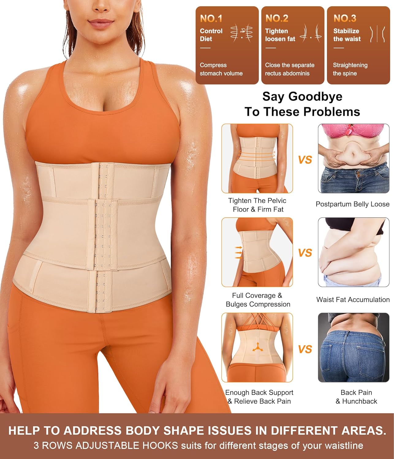 TrainingGirl Waist Trainer for Women Belly Working Out Trimmer Corset Sauna Sweat Belt Band Stomach Wrap Body Shaper Fajas