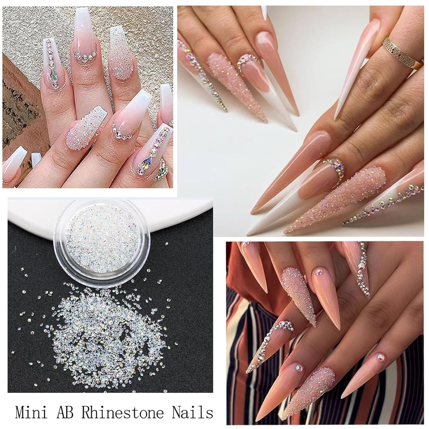 Rhinestones for Nails, Nail Art Charms 3D Flower Nail Charms for Acrylic Nails White Gold Supplies Luxurious Gems Rhinestones Pearls Design Accessories for Women Manicure Decorations