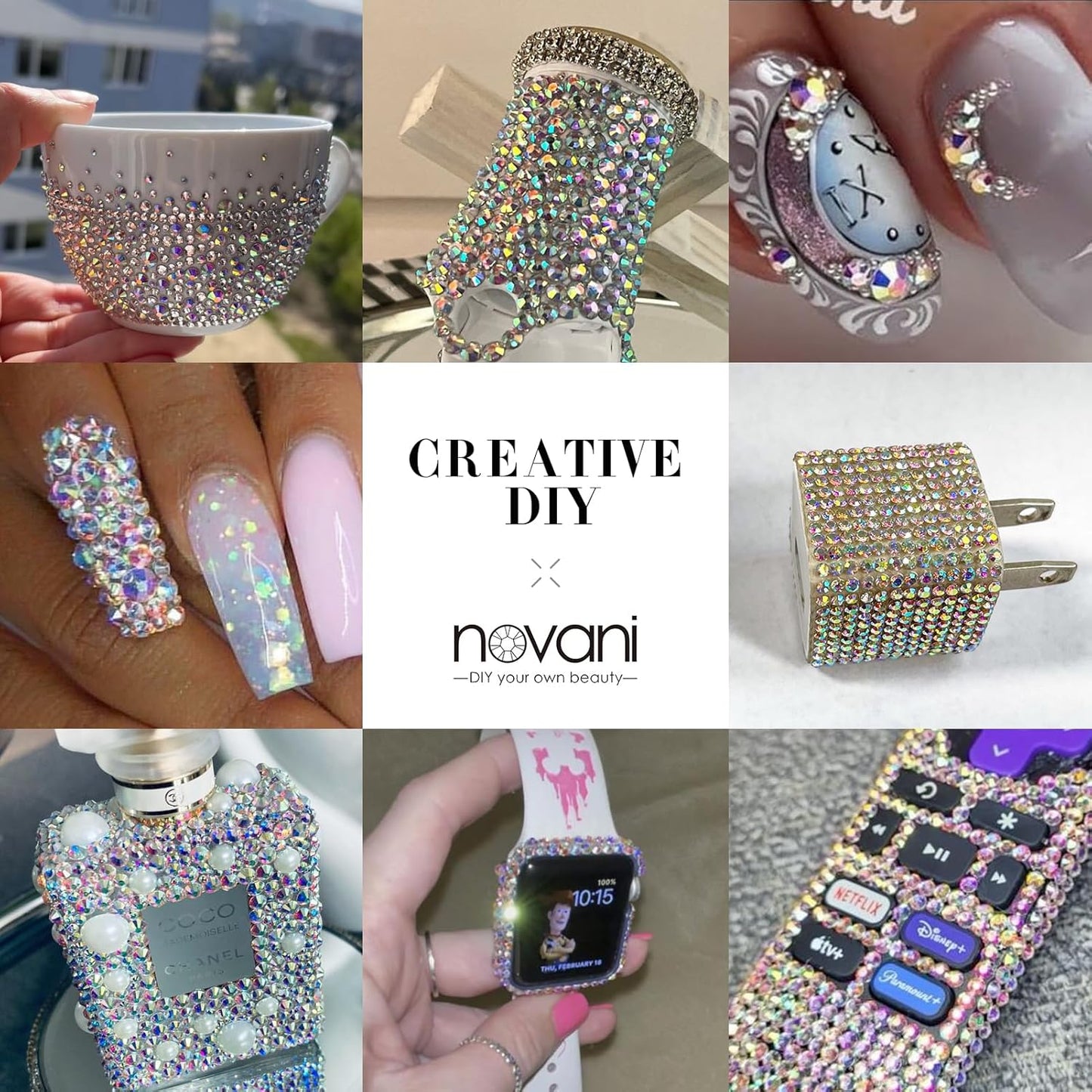 Novani 500pcs Crystal AB Rhinestones Flat Back Round Rhinestone Style 2088 Sparkly Crystal Gemstones for Nail Art and Crafting,SS20(4.6-4.8mm