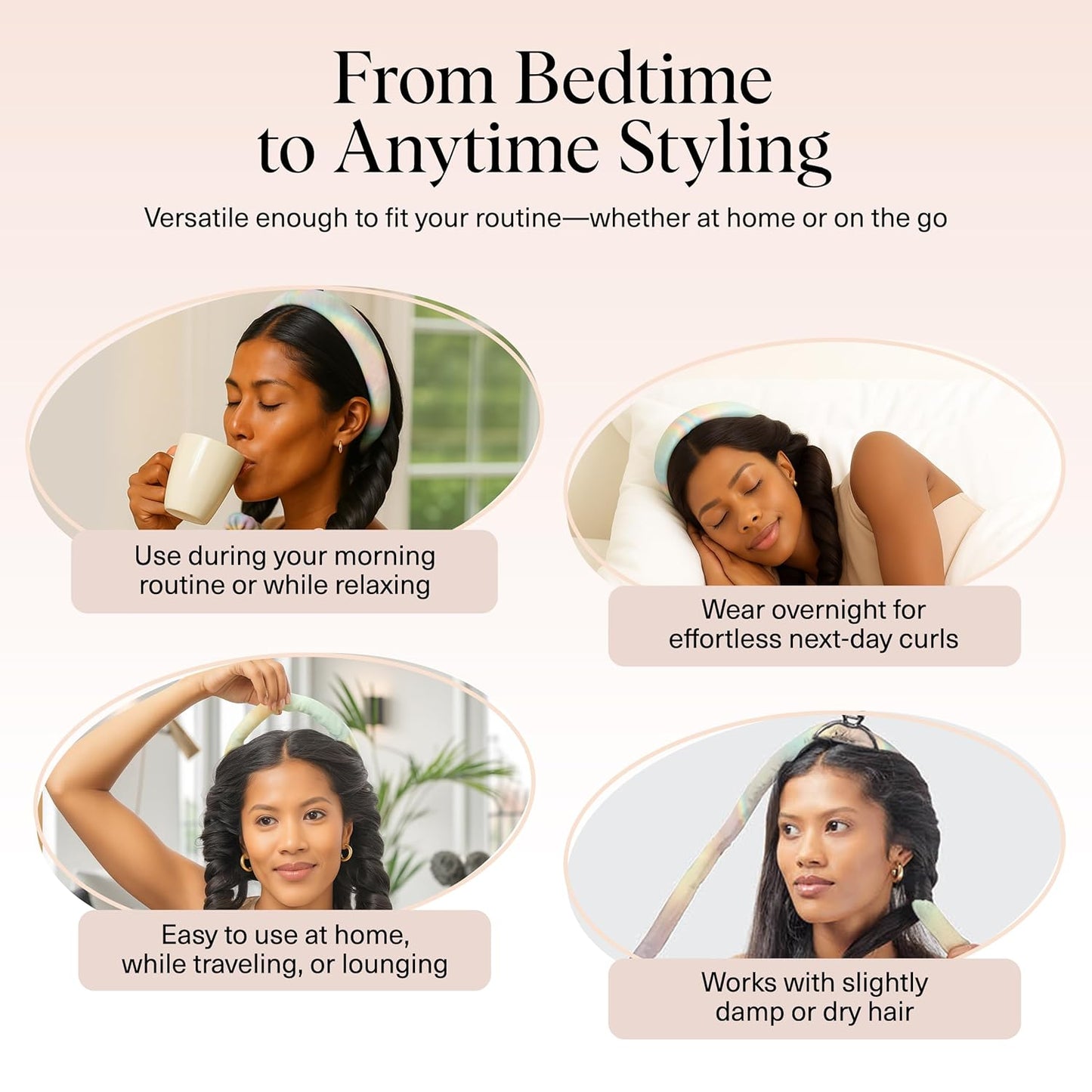 Kitsch Satin Heatless Hair Curler Set - Heatless Curls Overnight, Hair Rollers for Soft Curls & Frizz-Free Styling, No Heat Curlers To Sleep in, Curling Rod Headband with 2 Scrunchies - Aura