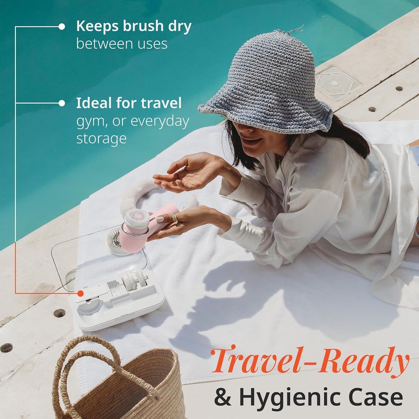 Vanity Planet Raedia 2.0 Facial Cleansing Brush, 4 Interchangeable Brush Heads, Pink - Daily Cleansing Face Exfoliator for Glowing & Acne Prone Skin - Lightweight Silicone Water-Resistant Body Brush