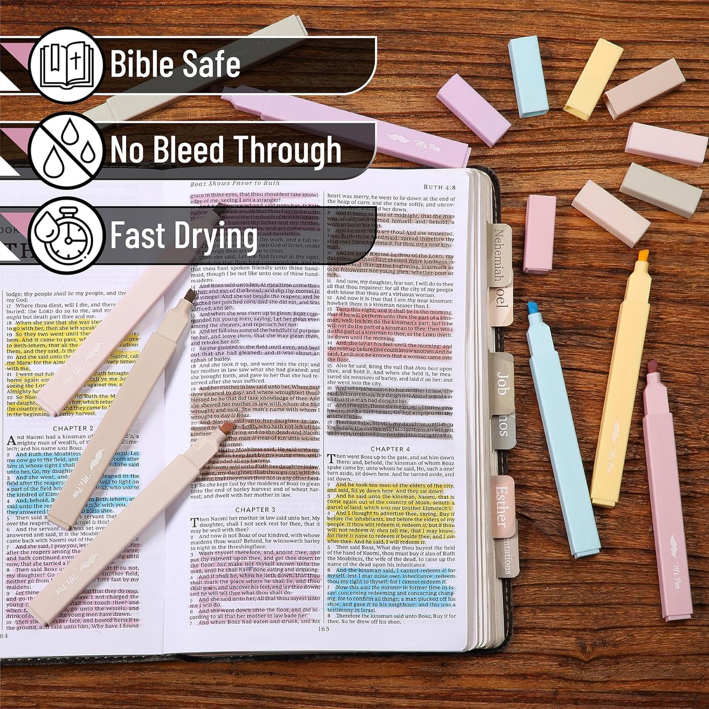 Mr. Pen- Aesthetic Highlighters, 8 pcs, Chisel Tip, Neutral Colors, Cute Highlighters Assorted Colors