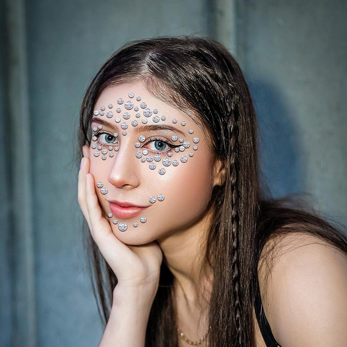 3555 Pieces Face Gem Stickers Self Adhesive Rhinestone Stickers for Crafts 3/4/5/6/8 MM Face Jewels Stickers Diamond Nail Gems Stick on for Face Eye Hair Body Makeup DIY Craft 5 Sizes