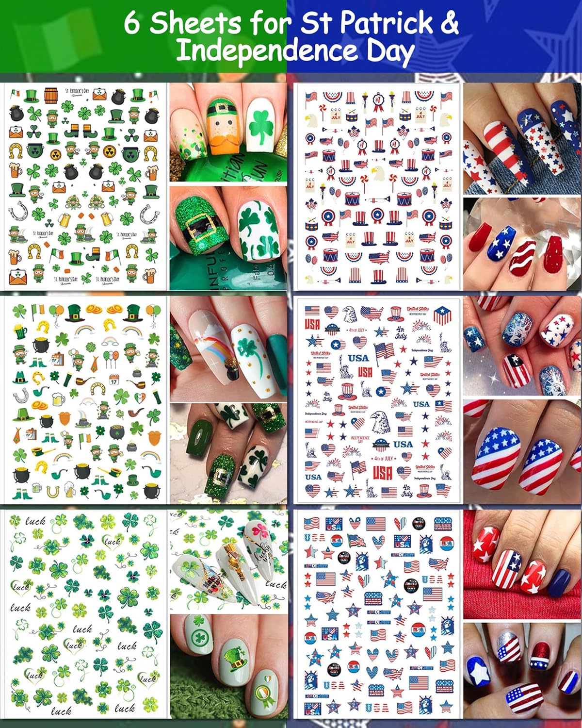 TailaiMei 30 Sheet All Holidays Nail Art Stickers, Christmas Mixed Seasons Variety Pack for Valentine's Day Halloween Fall Nail Decals, Self-Adhesive Year-Round Thanksgiving Nail Decorations