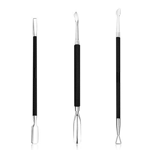 Cuticle Pusher Stainless Steel Triangle Nail Poly Gel Polish Remover Deeply Nail Cleaner Professional 3pcs Manicure Remover Tool Cuticle Care for Fingernails and Toenails,opove CP-3 Black