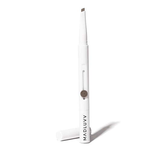 MADLUVV Exacto Brow Pencil for Flawless, Long Lasting, Realistic Brows with Dual-Ended Design Featuring Retractable Blade Tip for Precise Hair Like Detail and Blending Brush - Soft Brown