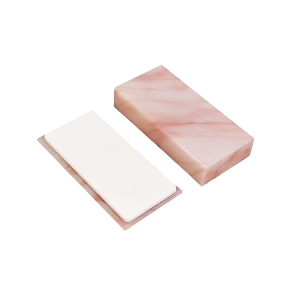 Grafting False Eyelash Acrylic Extension Pallet Organizer, Eyelash Extension Glue Tweezers Plate Makeup Palette, Dustproof Storage Box Display Training Tools Salon (Marble Pink)