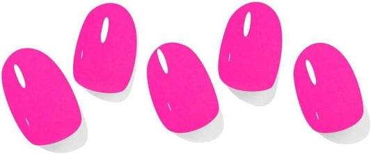 Semi Cured Gel Nail Strips, Neo Pink 20pcs Adhesive UV Sticker, Wraps for Home Manicure DIY