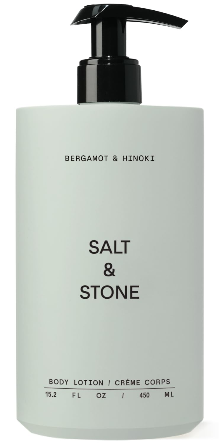 Salt & Stone Body Lotion for Women & Men| Scented Daily Body Lotion | Hydrates, Nourishes & Softens Skin | Restores Dry Skin | Fast-Absorbing | Cruelty-Free & Vegan (450 ml) (Bergamot & Hinoki)