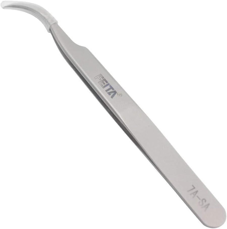 Individual C-Shaped Tip Lashes Tweezer - FEITA Professional Stainless Steel Curved Tweezers Precision for 3D Volume Eyelashes Extensions (1 Pc)