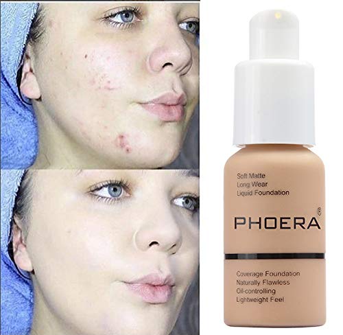 2 Pack PHOERA Foundation, Flawless Soft Matte Liquid Foundation Makeup for Women.(102# Nude)