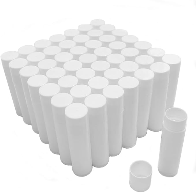 50 Lip Balm Container Kit with Filling Tray and Spatula, Round Tube Refillable Empty Tube 3 Colors, 0.15 oz, BPA Free, for DIY Homemade Lipstick Lipstick (50 translucent kits,)