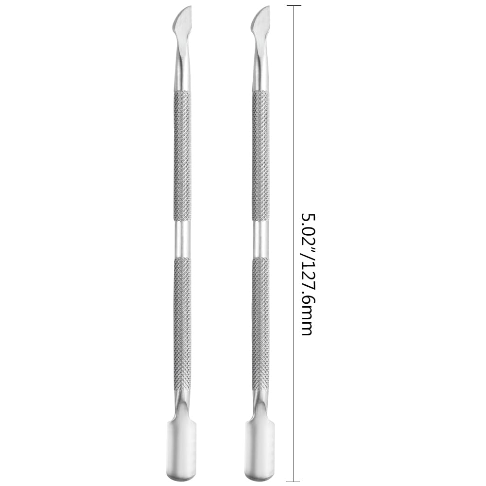 8 Pieces Nail Cuticle Pusher Stainless Steel Nail Polish Cuticle Remover Double Ended Manicure Nail Pedicure Tool Metal Cuticle Peeler Scraper for Fingernails and Toenails (Silver)