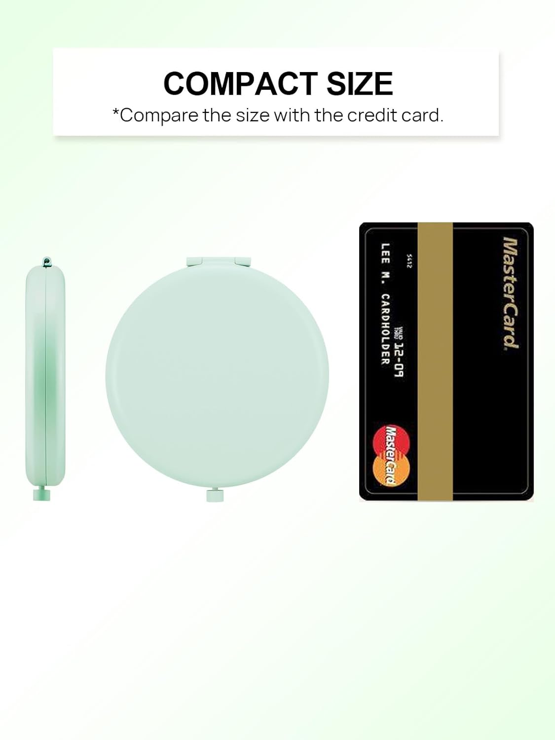 Compact Mirror for Purse, Pack of 6 Double-Sided 1X/2X Magnifying Metal Pocket Makeup Mirrors(Round, Cyan)