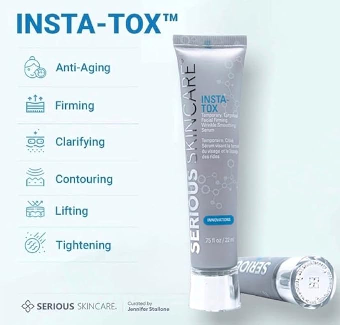 Serious Skincare INSTA-TOX Instant Wrinkle Smoothing Face Serum - Improves Appearance of Fine Lines - Temporary Skin Tightener - Line Filler .75 oz (1Pack)