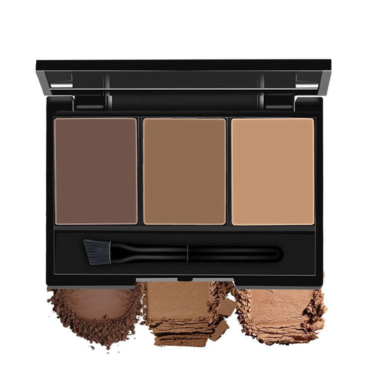 Eyebrow Powder Dark Brown Medium Brown Kit,Eye Brow Powder for Women with Brow Brush,Long-Lasting Waterproof Three Colors Brow Filler Get Full Defined Natural Brows,Brown Eyebrow Powder Makeup