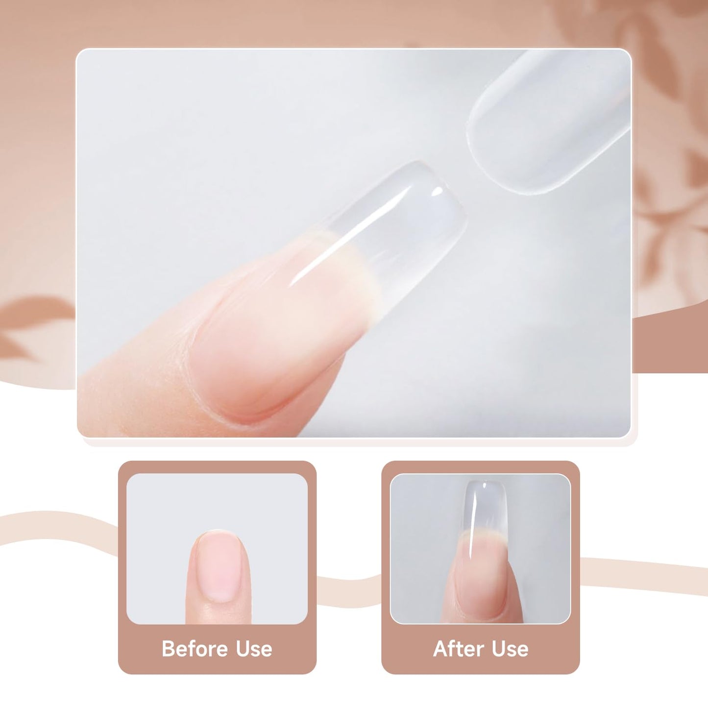 JEWHITENY Poly Nail Gel Set Clear Nude Brown Neutral Classic Color Base and Top Coat Slip Solution Poly Extension Gel With Acrylic Nail Builder Need U V Lamp Curing