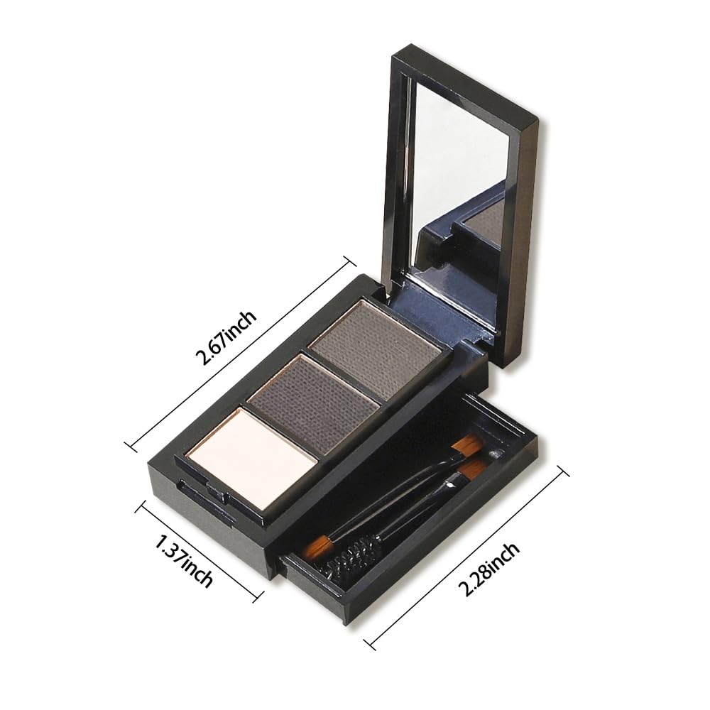 Taupe Grey Eye Brow Powder for Women, Matte Gray Black Eyebrow Powder Kit with Brush, Long-Lasting 3 Colors Beige White Brow Palette, Filler for Full, Defined Natural Brows Shaping