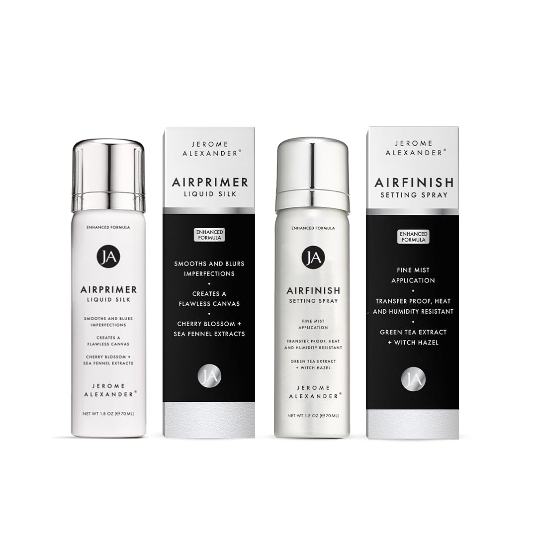 Jerome Alexander MagicMinerals Air Primer & Setting Spray Bundle – LiquidSilk Air Primer and AirFinish Setting Spray – Pore-Minimizing, Skin-Smoothing Formula for Long-Lasting, Flawless Matte Finish