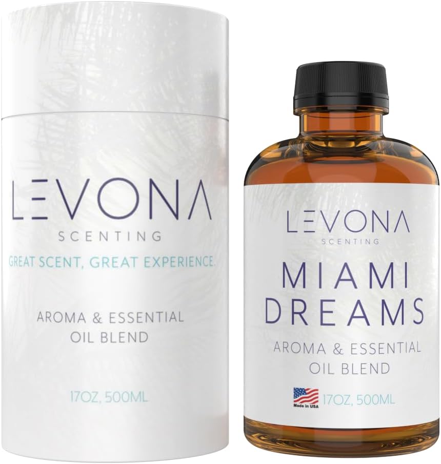 Levona Scent Essential Oils for Diffusers for Home: Miami Dreams Hotel & Home Luxury Scents Fragrance Oil - Aroma Oil with Notes of Bergamot Oil & Pine Essential Oil -500 Ml Scented Oils for Diffuser