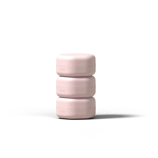 Cadence Travel Containers Basic Skincare Set - Magnetic Containers with Lids,Carry On Travel Essentials For Women/Men - 3 Small Capsules (0.56oz) - Cleanser, Moisturizer & Sun-Icon Labels - Petal