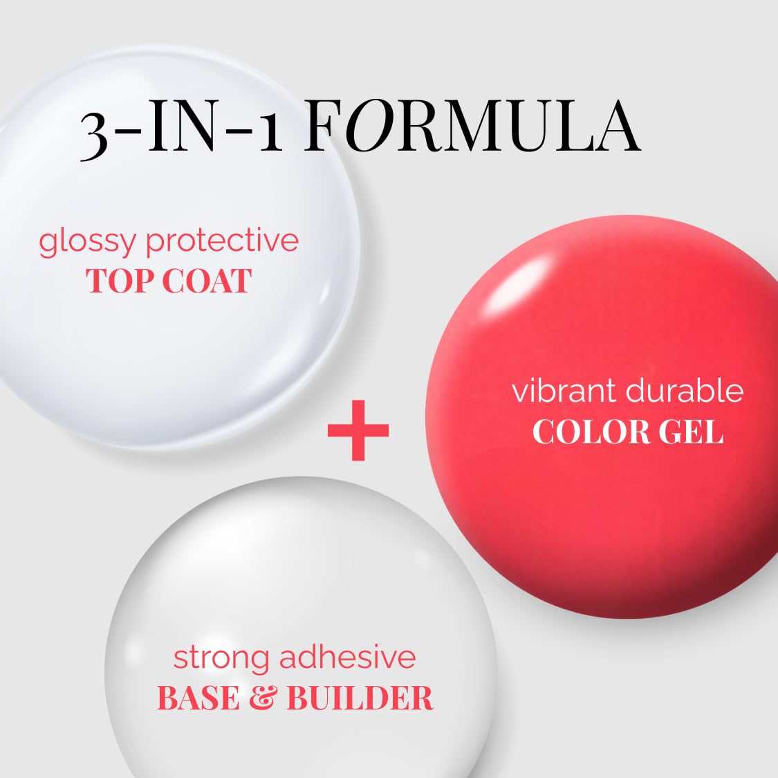 NAILOG One Step Gel Nail Polish 12ml Top Coat Color Gel Base 3-In-1 Formula Soak Off UV Gel Polish for Home DIY & Gifting | Peach Red