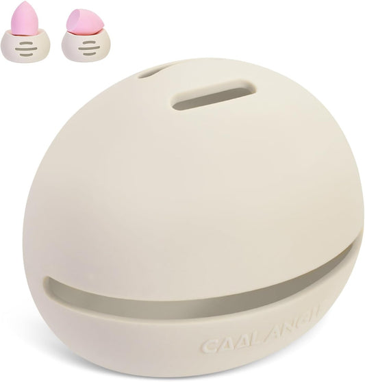 Makeup Sponge Holder Silicone Beauty Sponge Holder Makeup Blender Case for Travel 2 in 1 Stand Storage For Quick Drying White