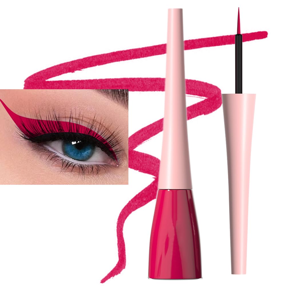 evpct 1Pcs Carmine Red Liquid Eyeliner Makeup Waterproof Red Eye Liners for Women, Eyes Wing Eyeliner Stamps Shapes Colored Eyeliner delineador de ojos a prueba de agua contra el agua blanco para ojos
