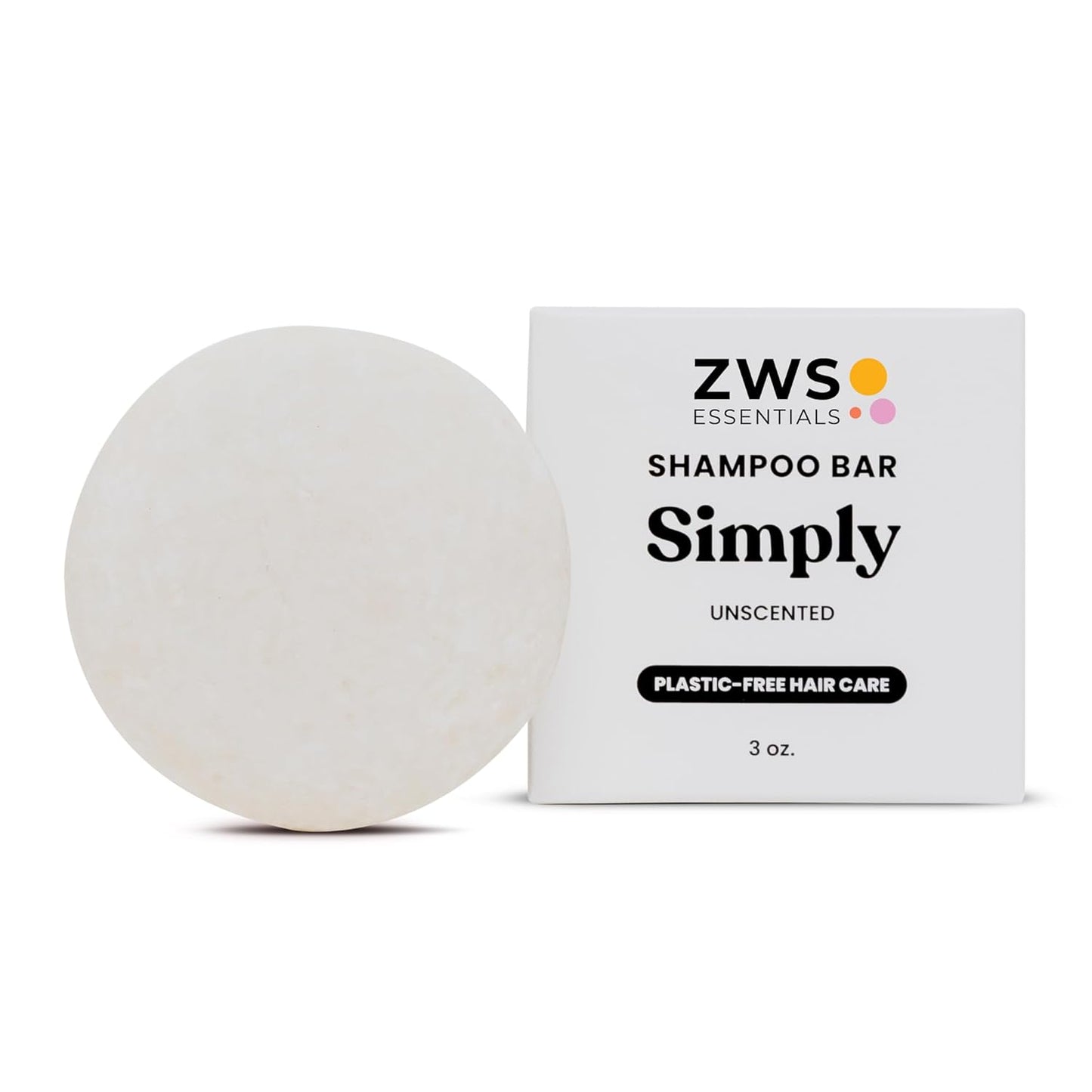 Simply Unscented Shampoo Bar, Vegan Solid Hair Cleanser for Sensitive Scalps & Fragrance-Free Care, Zero Waste, Travel-Friendly