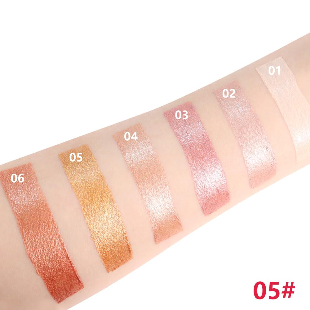 Gold Shimmer Cream Eye Shadow Stick Makeup for Women, Gold Yellow Shimmer Matte Eye Shadow Brightener Stick for Eyes, Long-lasting Waterproof Eyeshadow Pencil Applicator Blendable for Eye Highlight 05