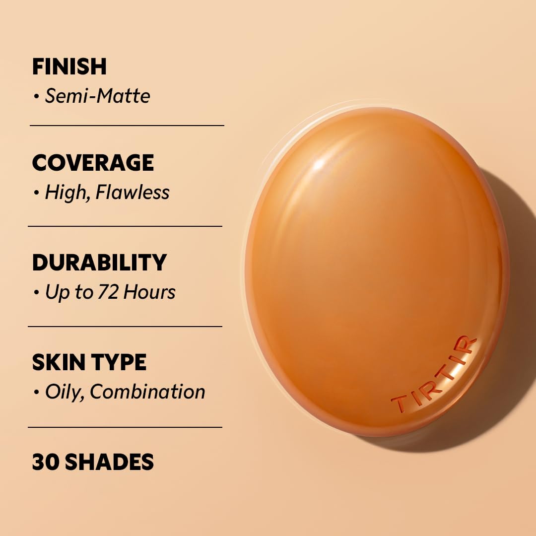 TIRTIR Mask Fit Ai Filter Cushion Foundation | AI-Like Semi-Matte Finish - Up to 72-Hour Medium to Full Coverage Korean BB Cushion Make up Beauty, #55N Espresso, 0.63 Fl Oz