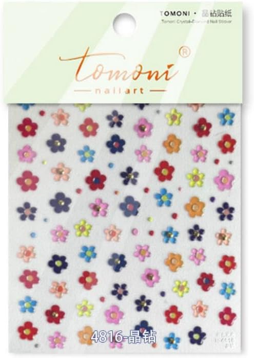 5D Embossed Flower Nail Stickers Colorful Nail Art Stickers Small Gold Ball Nail Decals Self Adhesive Nails Design Manicure Supplies Charm for Women Nail Art Decorations Accessories