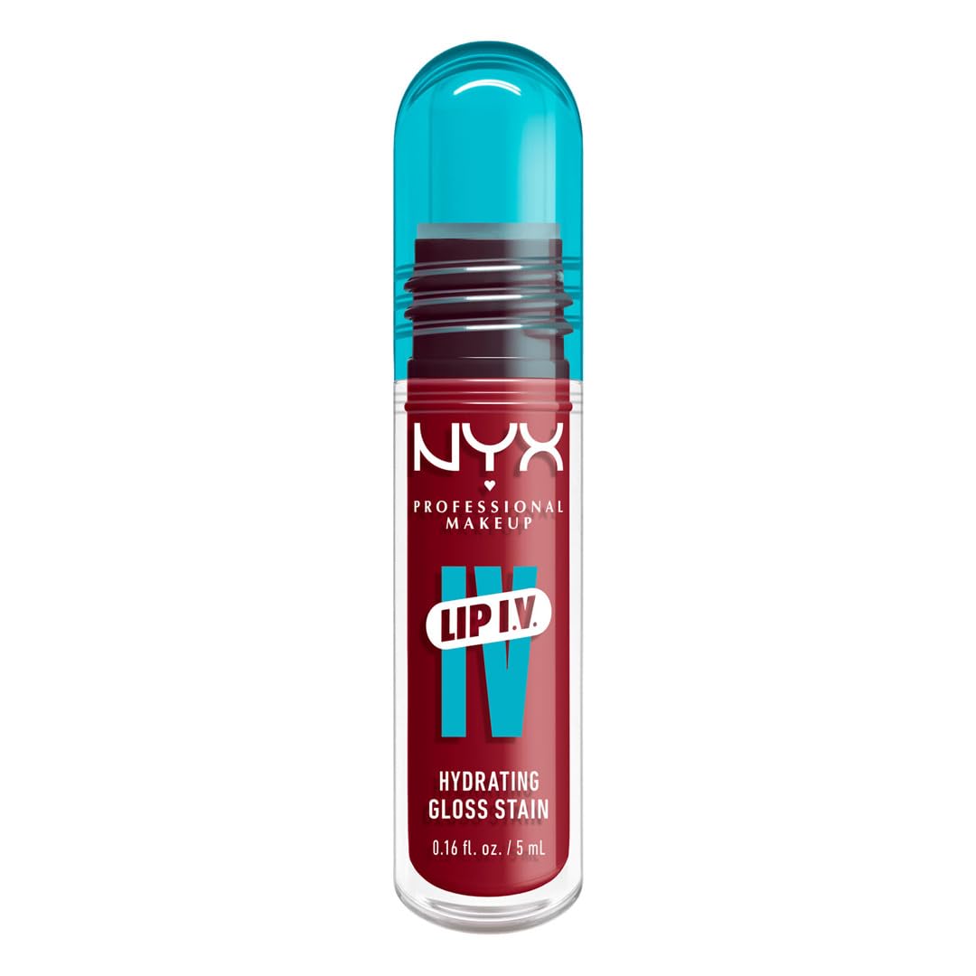 NYX PROFESSIONAL MAKEUP Lip IV Hydrating Glossy Lip Stain with 12HR Hydration - Berry Thirsty (Red)
