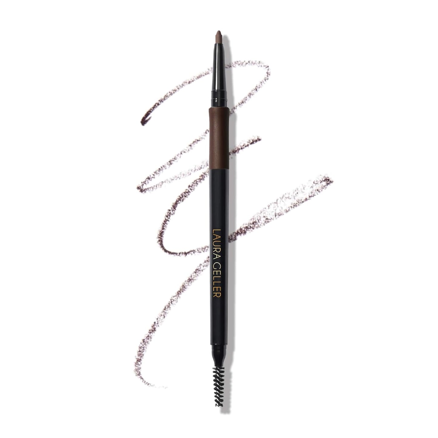 LAURA GELLER NEW YORK INKcredible Waterproof Brow Pencil- Blending Spoolie Brush - Long Lasting Eyebrow Filler (04 Dark Brown)