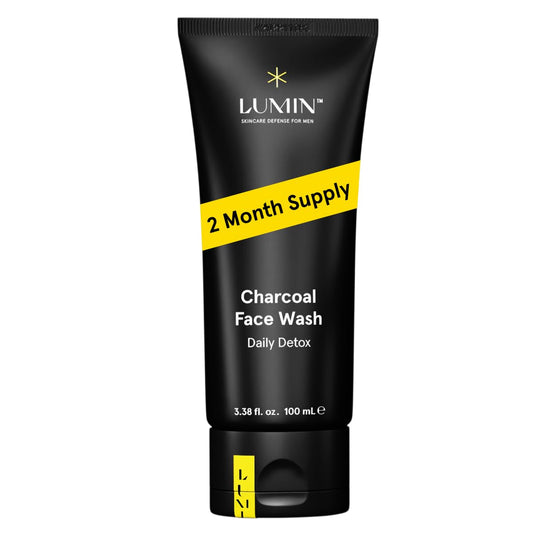 Lumin Charcoal Face Wash for Men Skincare - Daily Detox, Hydrating Face Cleanser, Removes Impurities, Exfoliates, Unclogs Pores, Controls Oil, Soothes Irritation, All Skin Types, 1 Pack