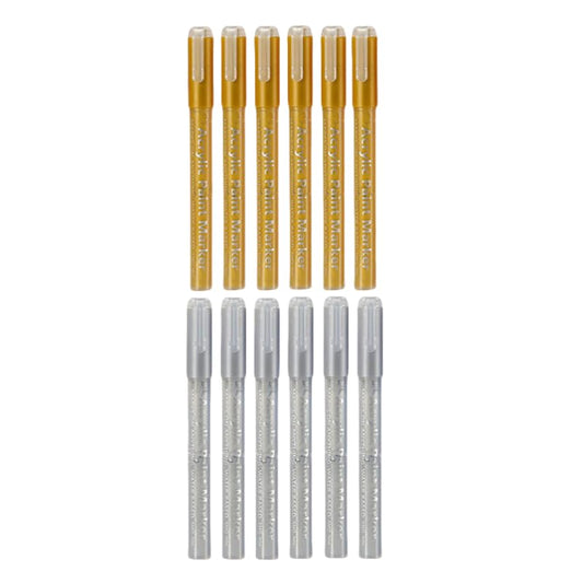 6 Gold and 6 Silver Nail Polish Pens set, Nail Art Pen, Nail Pencil, DIY Drawing Painting Pen, for Nails DIY (6 Gold+6 Silver)