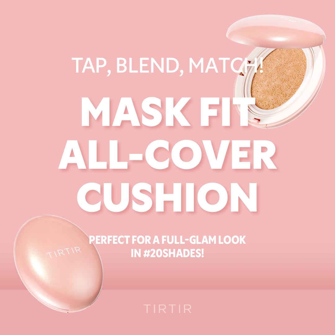 TIRTIR Mask Fit All Cover Pink Cushion Foundation | High coverage, Velvety Matte Finish, Lightweight, Flawless, Corrects Redness, Korean Cushion (#29N Natural Beige, Full Size, 0.63 Fl Oz)