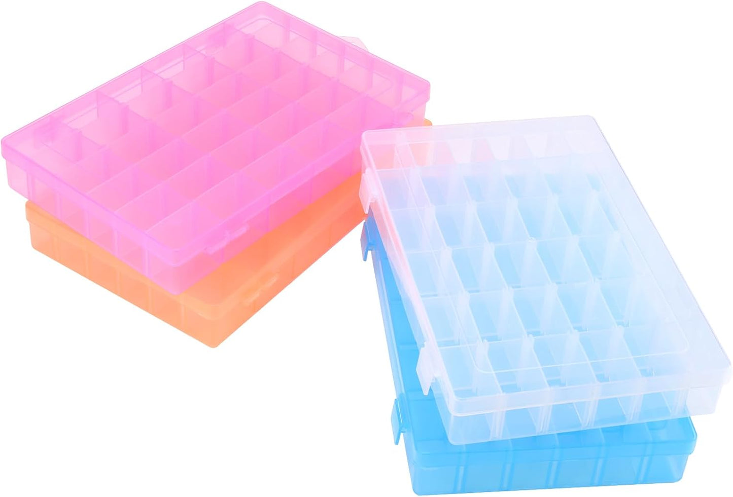 KINJOEK 8 PCS 36 Grids Bead Organizer Storage Containers with Adjustable Divider Small Tackle Box Clear Plastic Jewelry Earring Diamond Parts for Craft Art DIY Nail Sewing Thread Accessories