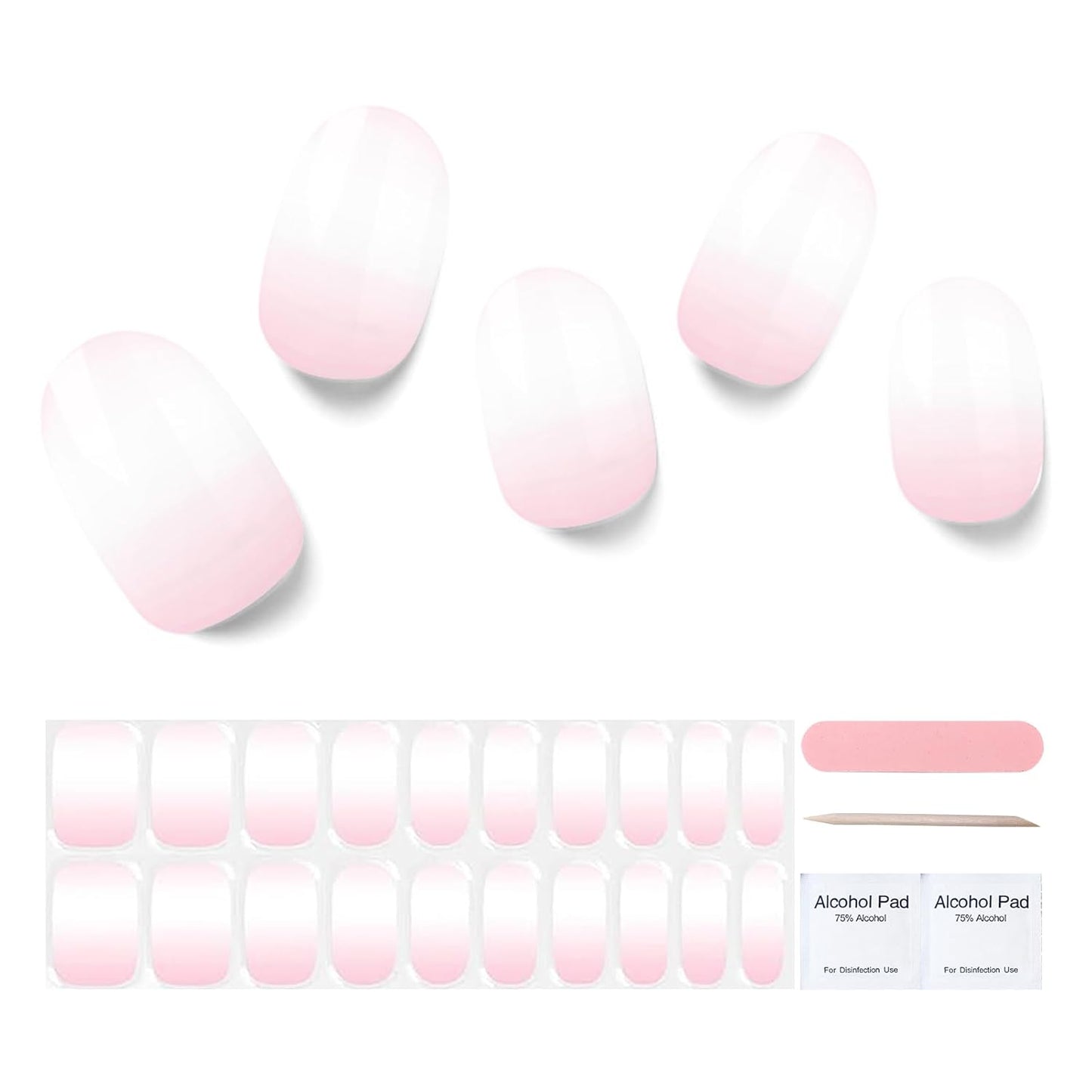 Semi Cured Gel Strips, 20 pcs Stikers, Wraps - Salon-Quality, 2 Weeks Long Lasting