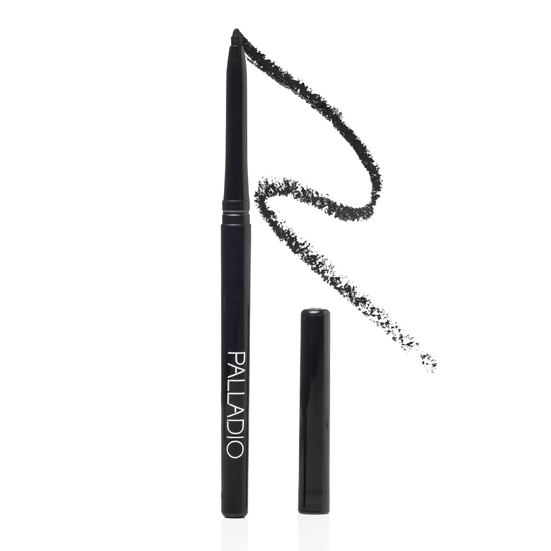 Palladio Retractable Waterproof Eyeliner, Richly Pigmented Color and Creamy, Slip Twist Up Pencil Eye Liner, Smudge Proof Long Lasting Application, All Day Wear, No Sharpener Required, Pure Black