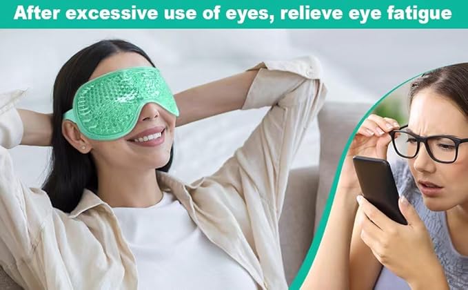 ONLYSKY BEAUTY Cold Eye Mask Cooling Gel Eye-Mask for Dry Eyes, Eye relax and Pressure Release as Gift for women (Green)