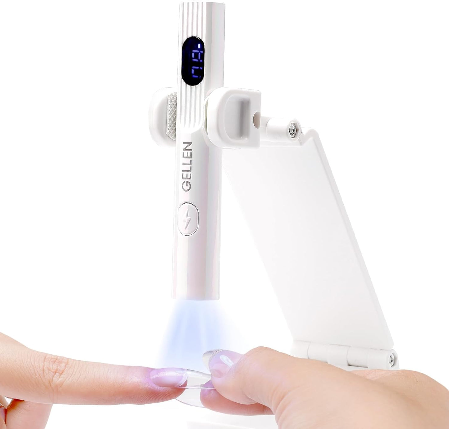 Gellen Portable Mini UV Light for Gel Nails, Handheld UV Nail Lamp with Base, 3 Timer Settings, LCD Display, Fingernails Curing Nail U V Light