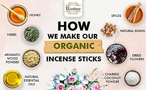 Raajsee Sandalwood Incense Sticks 15 Sticks x 5 Pack -100% Pure Insense Organic Natural- Hand Rolled Free from Chemicals - insent Stick Perfect for Church Aromatherapy, Stress Relief, Meditation