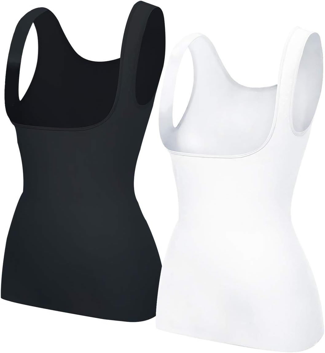EUYZOU Women's Underbust Shapewear Tank Tops - Seamless Tummy Control Compression Camisole Tops Slimming Tank