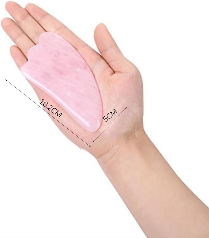 Feng Shui Pink Rose Quartz Gua Sha Board-Therapeutic Relief and Skin Renewal -Premium All Natural Handmade Healing Stone W3462