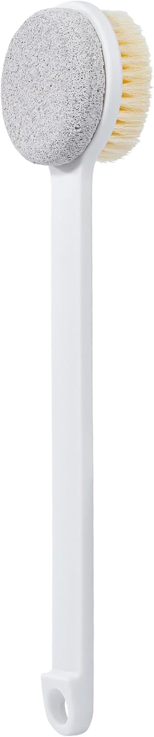 Pumice Stone for Feet with Long Handle (Double-Faced Straight White Handle, Count, 1.0)