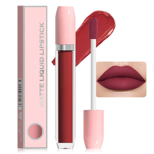 BINGBRUSH Super Matte Longwear No-Budge Stay On Smudge Proof Liquid Lipstick Long Lasting Makeup for Women,Highly Pigmented Color and Instant Shine, Cheeky