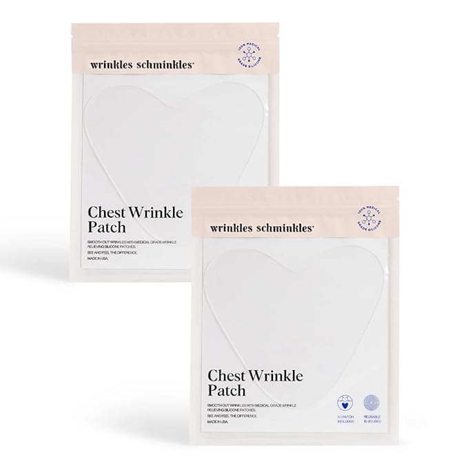 Wrinkles Schminkles Chest, Cleavage & Body Stretch Mark Wrinkle Patches | Reusable Hypoallergenic Pregnancy Safe Silicone Smoothing Pads to Prevent and Reduce Wrinkles & Stretch Marks | 2 Pack