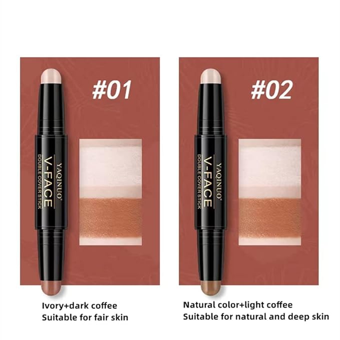 Double head outline pen, fluorescent pen stick, concealer, durable waterproof cosmetic pen, corrective makeup (#2)