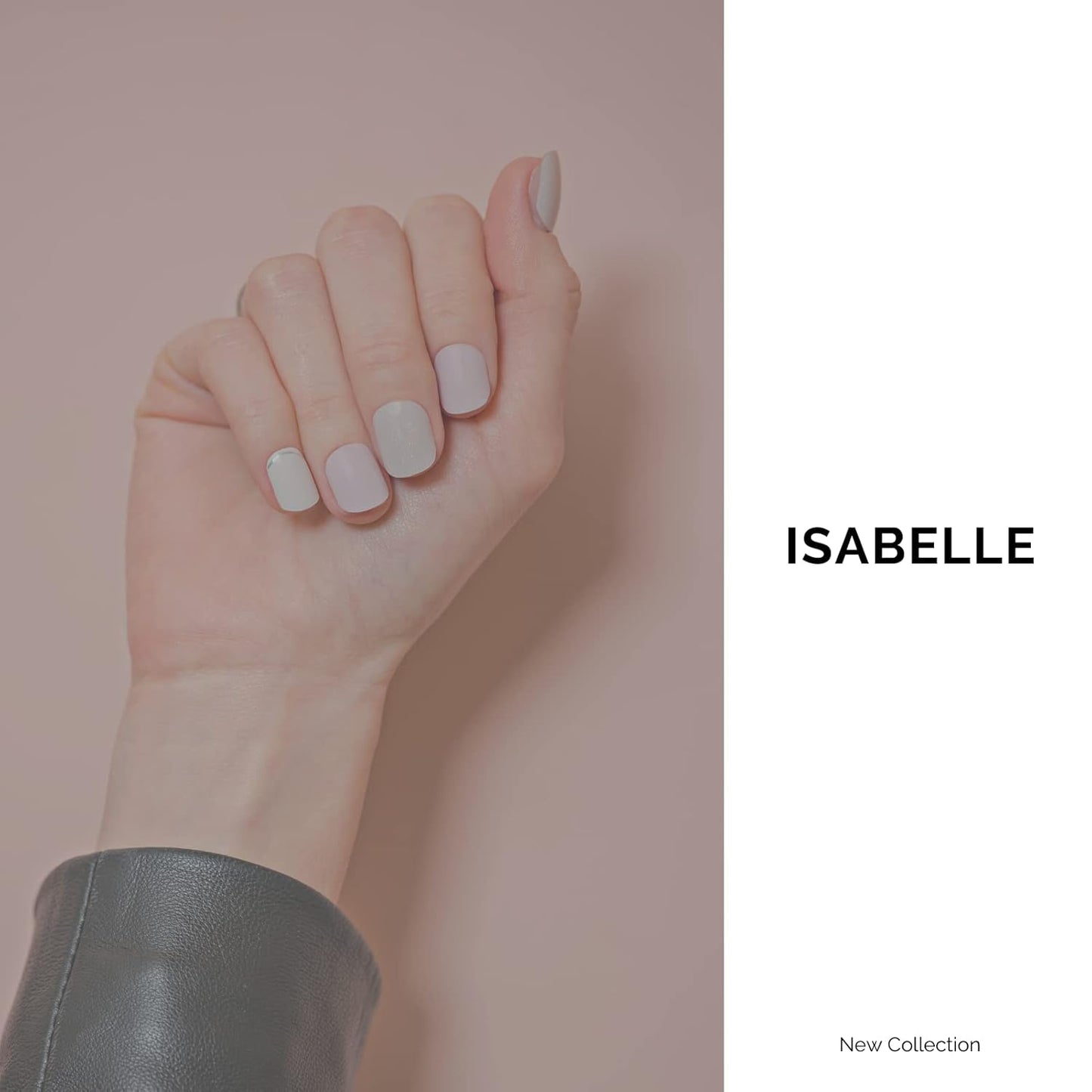 NAILOG Semi Cured Gel Nail Strips, 34 pcs Salon-Quality Gel Nail Stickers, Long Lasting Nail Wraps for Women with Soft Gel Finish | Isabelle